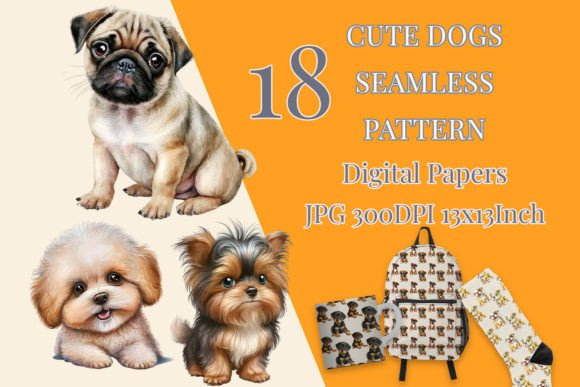 18 Dog Seamless Pattern Bundle 649
