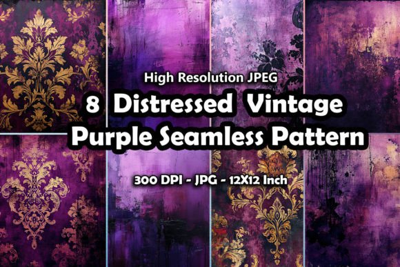 8 Distressed Vintage Purple Background