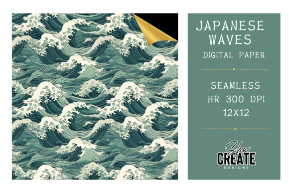 Aqua Japanese Wave Seamless Paper: Elevate Your Creative Projects with Timeless Design