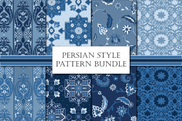 Blue and White Persian Pattern Bundle: A Timeless Design Collection