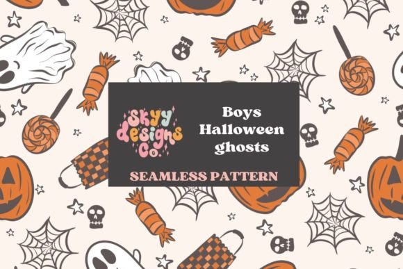Boys Halloween Ghosts Seamless File