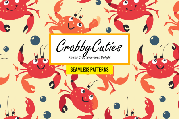 CrabbyCuties - Kawaii Crab Seamless Art