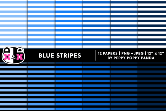 Cute Blue Stripes Pattern Digital Paper