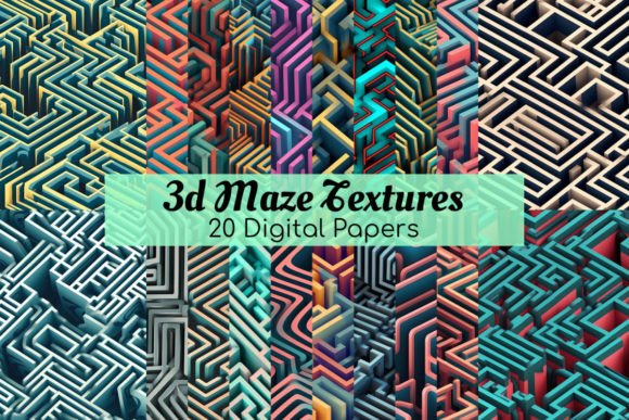 Exploring 3D Maze Optical Illusion Digital Papers and Colorful Maze Textures for Creative Projects