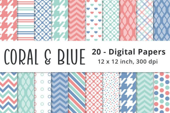 Exploring the Versatility of Coral, Blue and Mint Green Digital Paper in Creative Projects