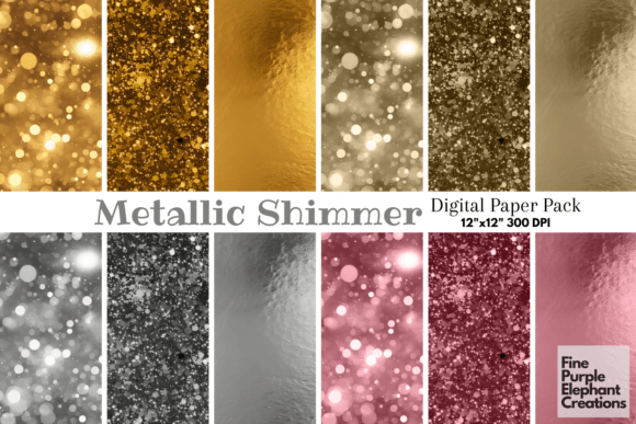Foil Glitter Bokeh Rose Gold Silver Digital Papers