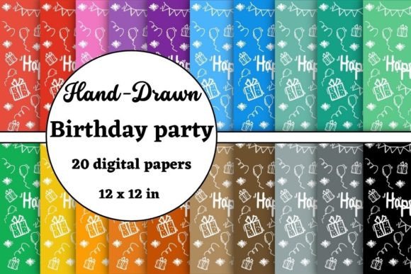 Hand Drawn Birthday Party Digital Papers: A Versatile Tool for Creative Projects