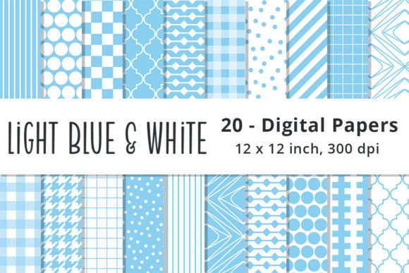 Light Blue and White Scrapbook Papers