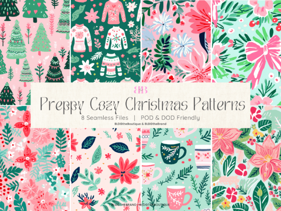 Preppy Pastel Christmas Seamless Pattern