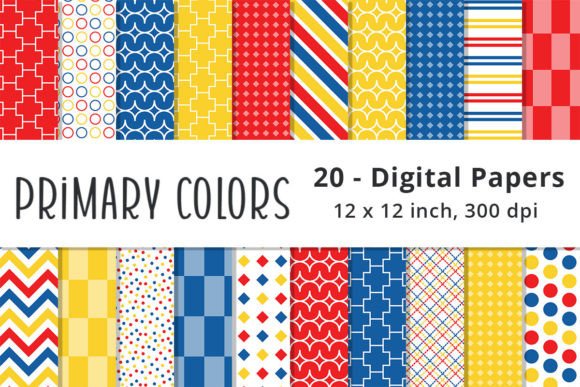 Red, Blue and Yellow Digital Paper for Creative Projects and Design Workflows