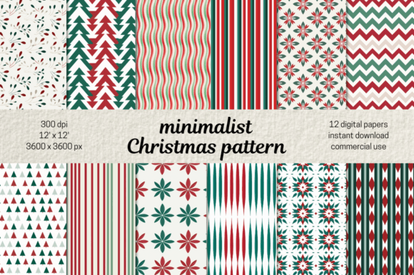 Simple Christmas Pattern Background Set