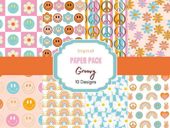 Step Back in Time with the Groovy Digital Paper Pack: A Nostalgic Creative Tool for Modern Designers