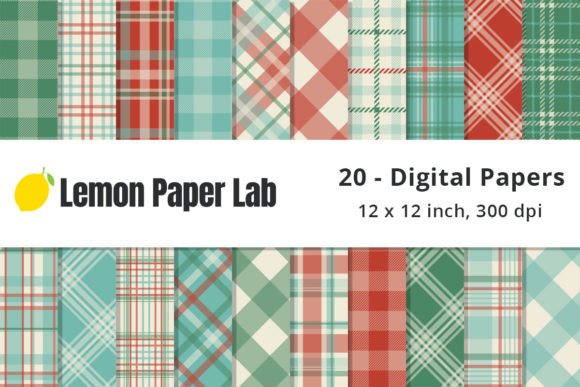 Vintage Christmas Plaid Digital Paper