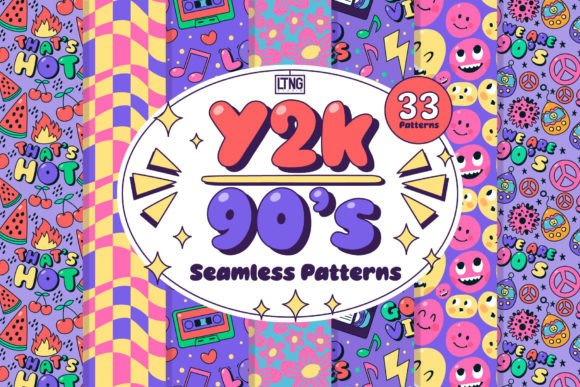 Y2K 90s Seamless Pattern Collection